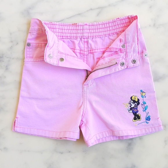 Disney Pink Short with multi color embroidered Minnie and flowers design. - Picture 3 of 3